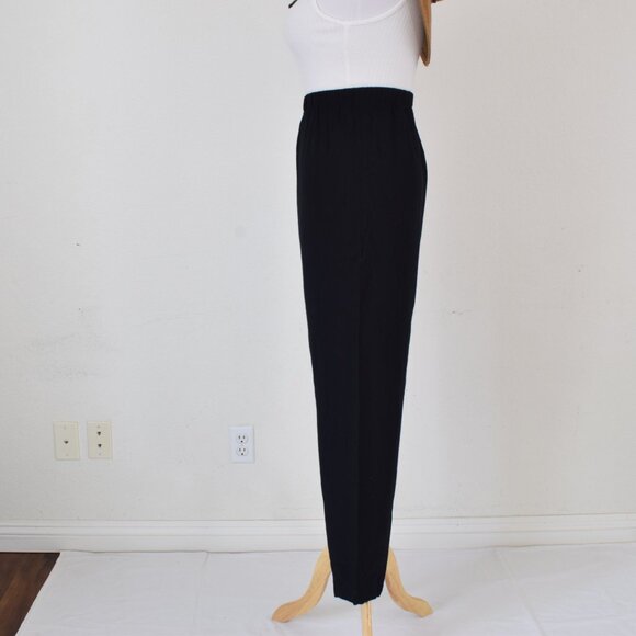 Vintage 80s Gathered Waist‎ Black Lounge Rayon Pants size 12 | 30-34 waist - Picture 9 of 10